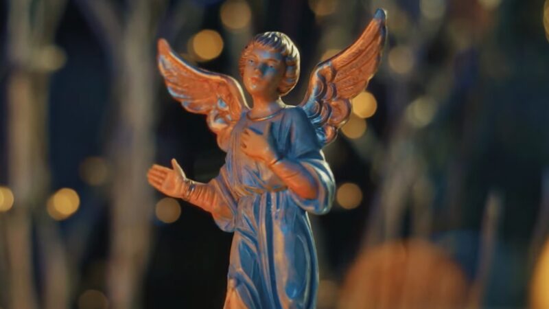 Porcelain Figure of Archangel Michael. Concept for Patron Saints in Catholic Church